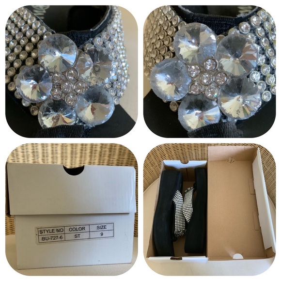 Soul West Big Bling Flower Crystal Thongs Sz 9 - Picture 8 of 8